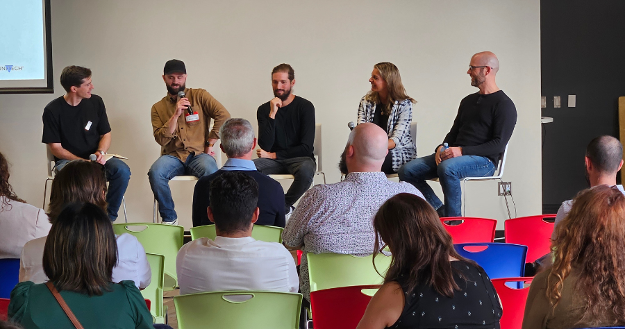 Communitech CEO Sheldon McCormick brought together Alex Millar, co-founder and CTO at GovAI, Nick Lebesis, founder of Neolific,  Mila Banerjee, CEO and founder of Pronti AI, and  Mike Kirkup, co-founder of Elderella