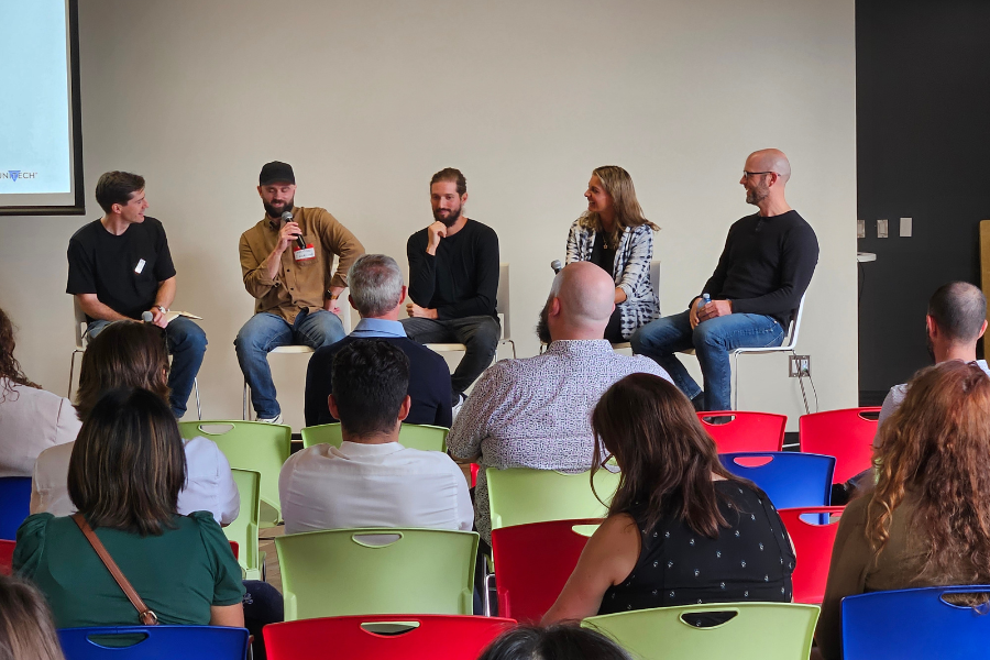 Communitech CEO Sheldon McCormick brought together Alex Millar, co-founder and CTO at GovAI, Nick Lebesis, founder of Neolific,  Mila Banerjee, CEO and founder of Pronti AI, and  Mike Kirkup, co-founder of Elderella