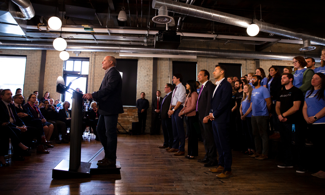 Communitech Staff and Government Officials facing audience