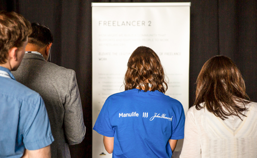 Participants looking at a section labelled "Freelancers"